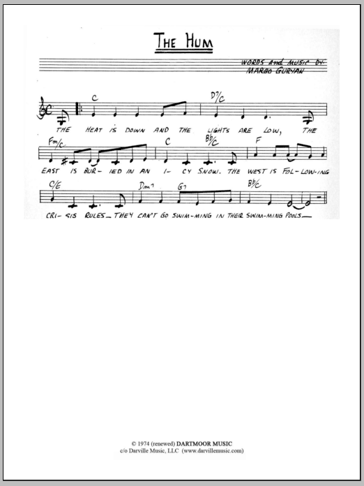 Margo Guryan The Hum sheet music notes and chords arranged for Lead Sheet / Fake Book