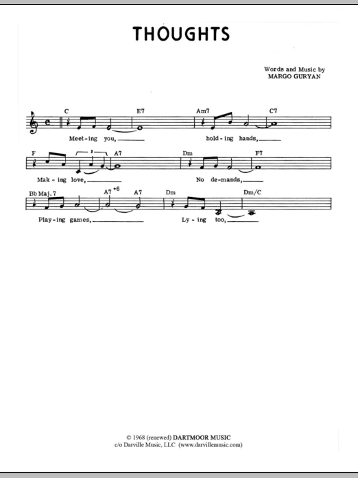 Margo Guryan Thoughts sheet music notes and chords arranged for Lead Sheet / Fake Book