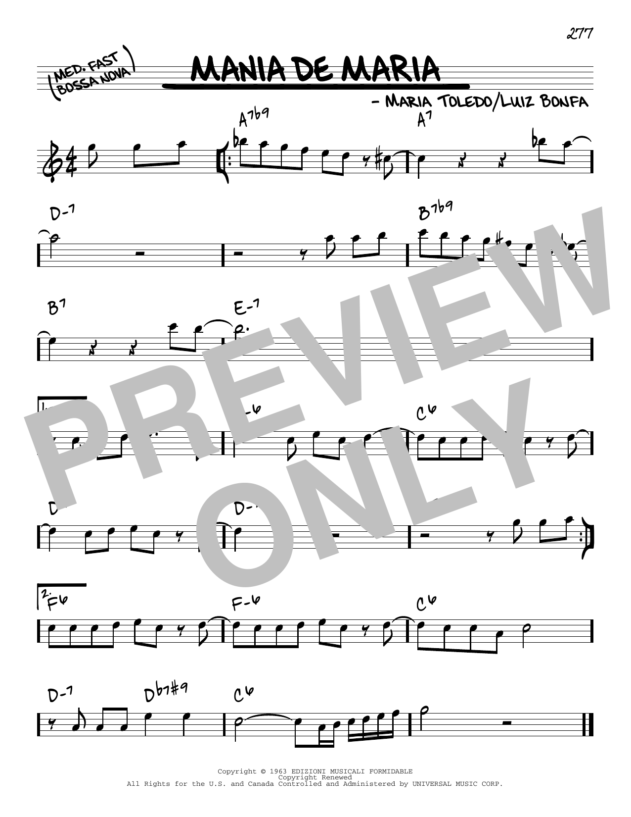 Maria Toledo Mania De Maria sheet music notes and chords arranged for Real Book – Melody & Chords