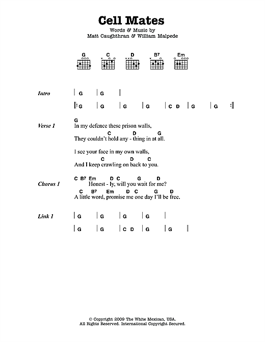 Mariachi El Bronx Cell Mates sheet music notes and chords arranged for Guitar Chords/Lyrics
