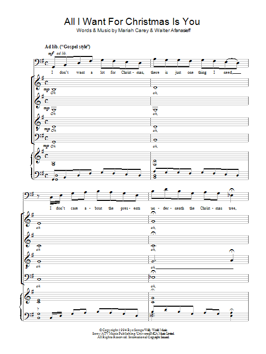 Mariah Carey All I Want For Christmas Is You (arr. Matthew O'Donovan) sheet music notes and chords arranged for SATB Choir