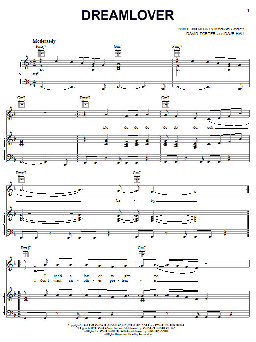 Mariah Carey Dreamlover sheet music notes and chords arranged for Piano, Vocal & Guitar Chords (Right-Hand Melody)