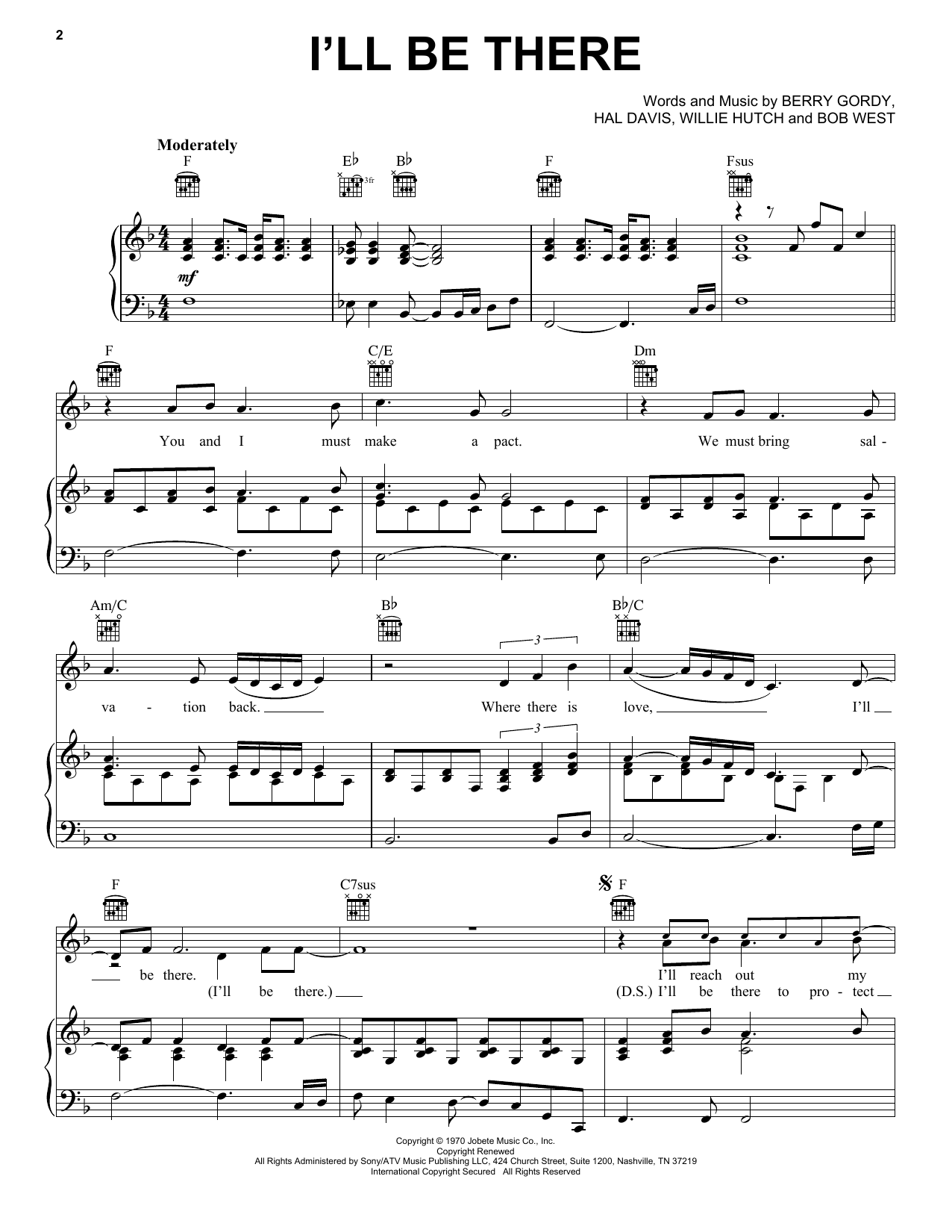 Mariah Carey I'll Be There sheet music notes and chords arranged for Piano, Vocal & Guitar Chords (Right-Hand Melody)