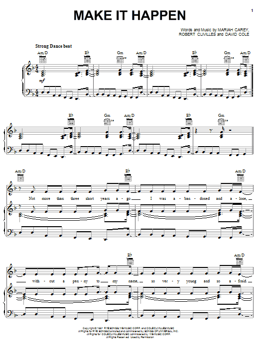 Mariah Carey Make It Happen sheet music notes and chords arranged for Piano, Vocal & Guitar Chords (Right-Hand Melody)