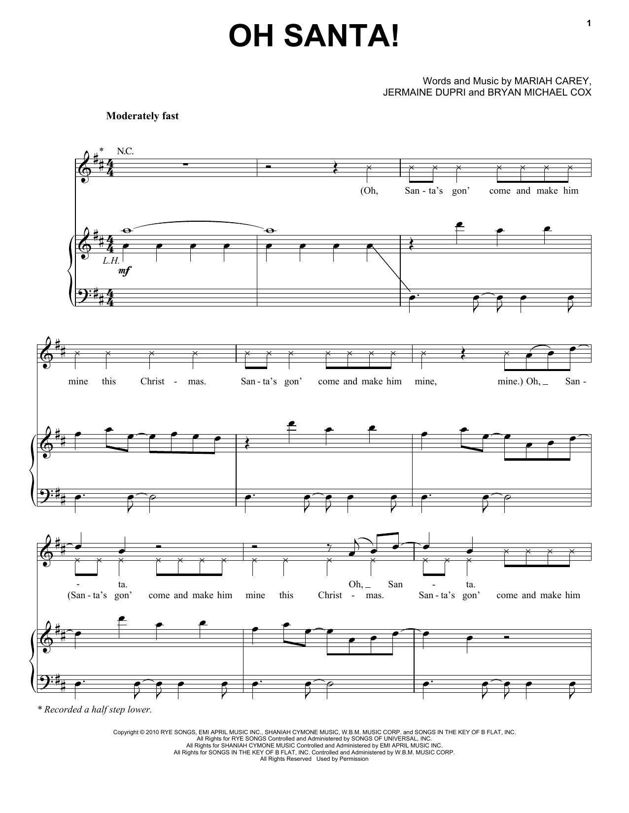 Mariah Carey Oh Santa! sheet music notes and chords arranged for Lead Sheet / Fake Book