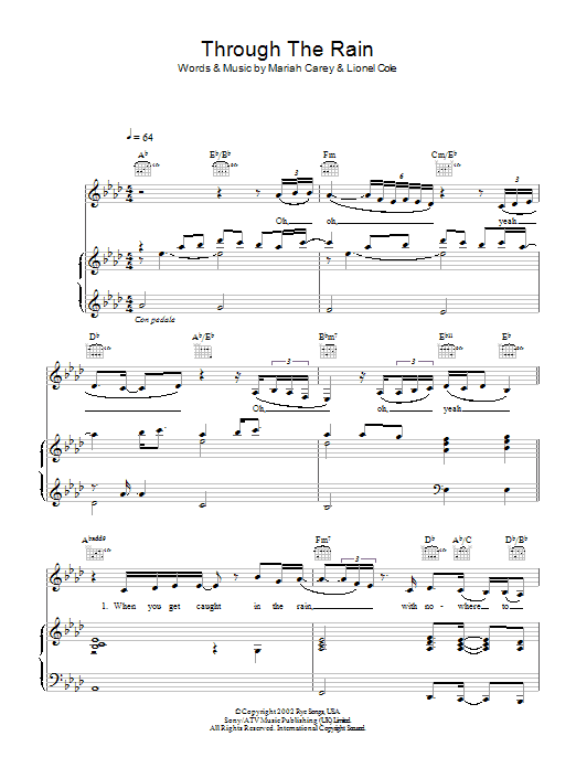 Mariah Carey Through The Rain sheet music notes and chords arranged for Lead Sheet / Fake Book