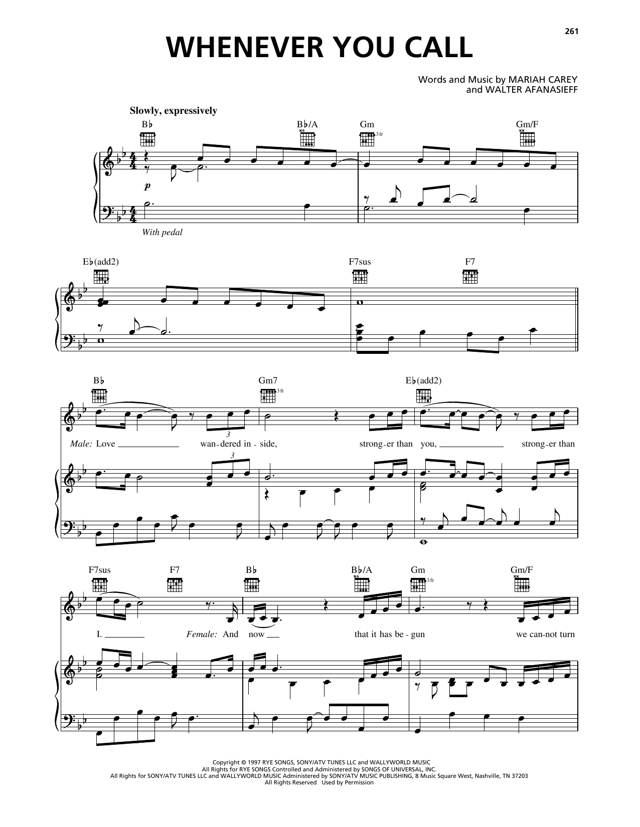 Mariah Carey Whenever You Call sheet music notes and chords arranged for Piano, Vocal & Guitar Chords (Right-Hand Melody)