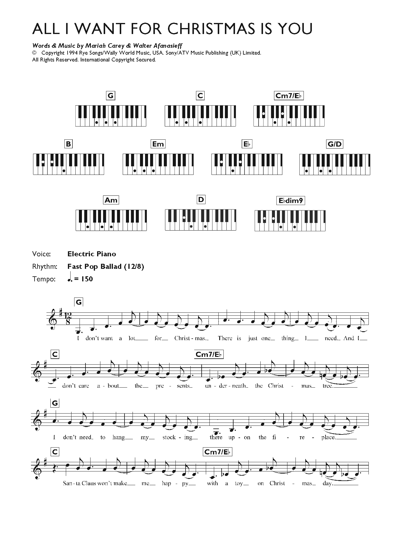 Mariah Carey All I Want For Christmas Is You sheet music notes and chords. Download Printable PDF.