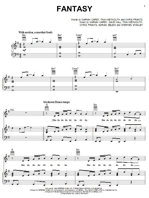 Mariah Carey Fantasy sheet music notes and chords arranged for Real Book – Melody, Lyrics & Chords