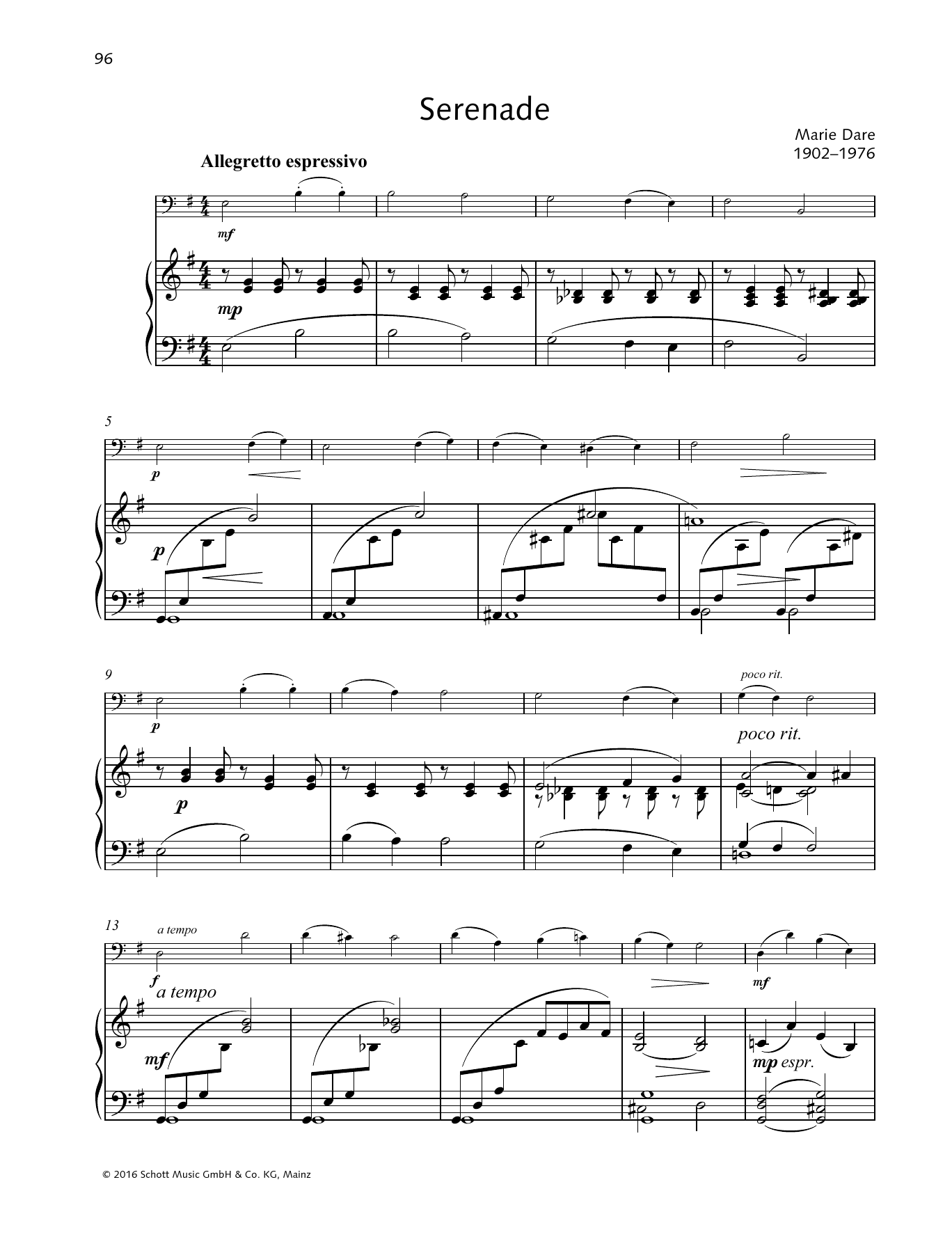 Marie Dare Serenade sheet music notes and chords arranged for String Solo