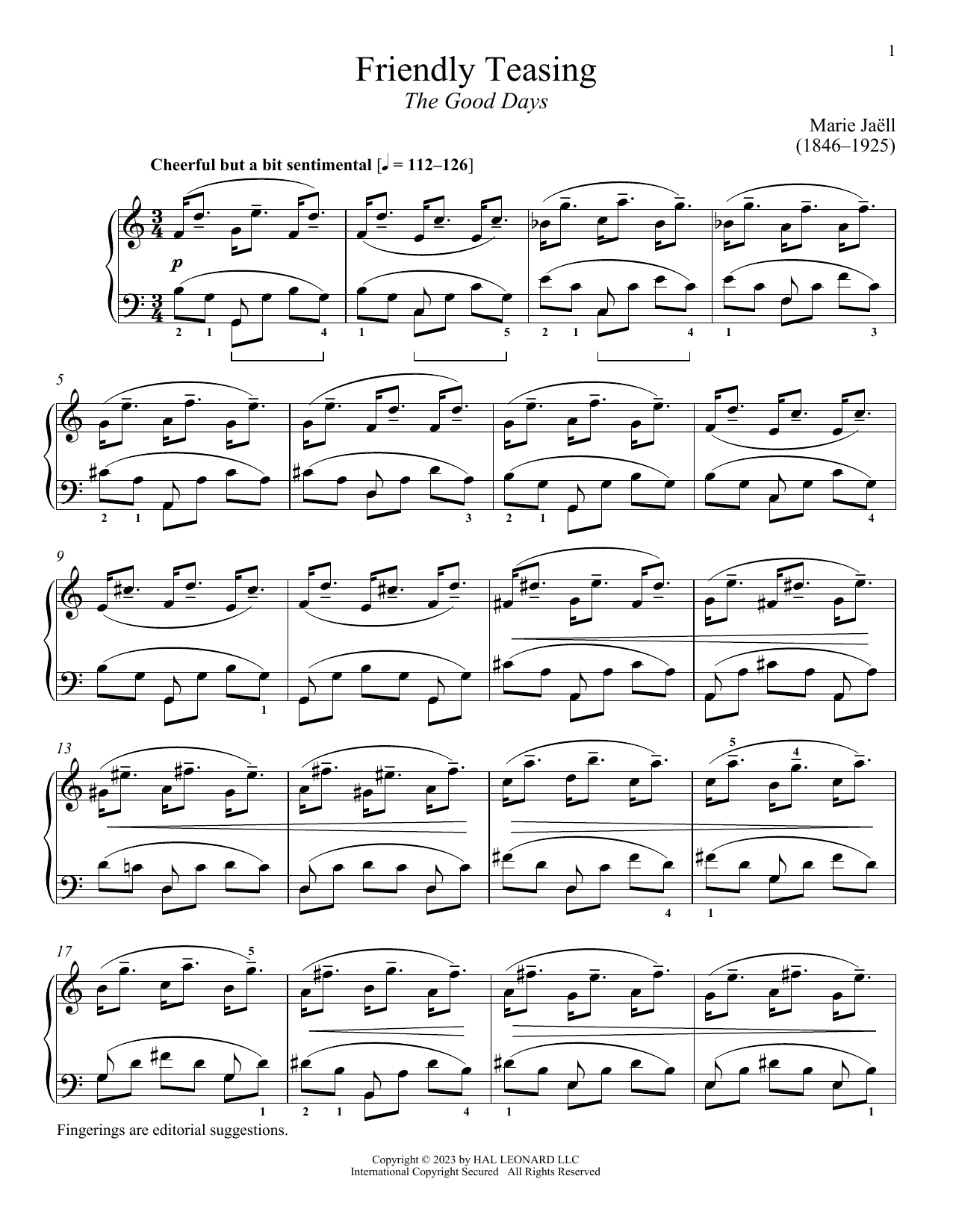 Marie Jaell Friendly Teasing sheet music notes and chords arranged for Piano Solo