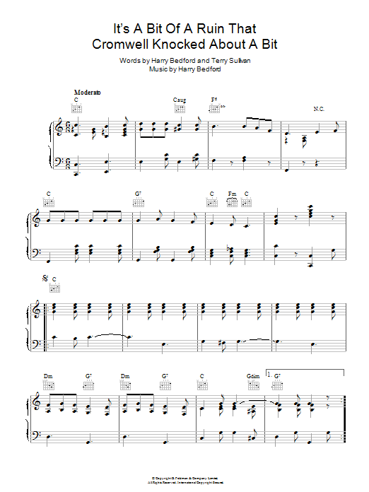 Marie Lloyd It's A Bit Of A Ruin That Cromwell Knocked About A Bit sheet music notes and chords arranged for Piano, Vocal & Guitar Chords