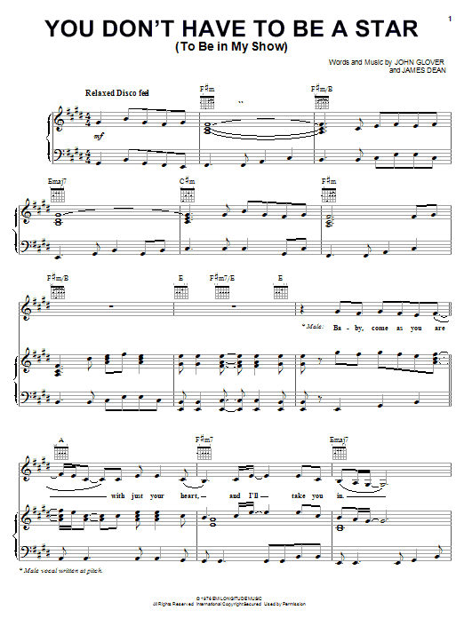 Marilyn McCoo & Billy Davis, Jr. You Don't Have To Be A Star (To Be In My Show) sheet music notes and chords arranged for Piano, Vocal & Guitar Chords (Right-Hand Melody)