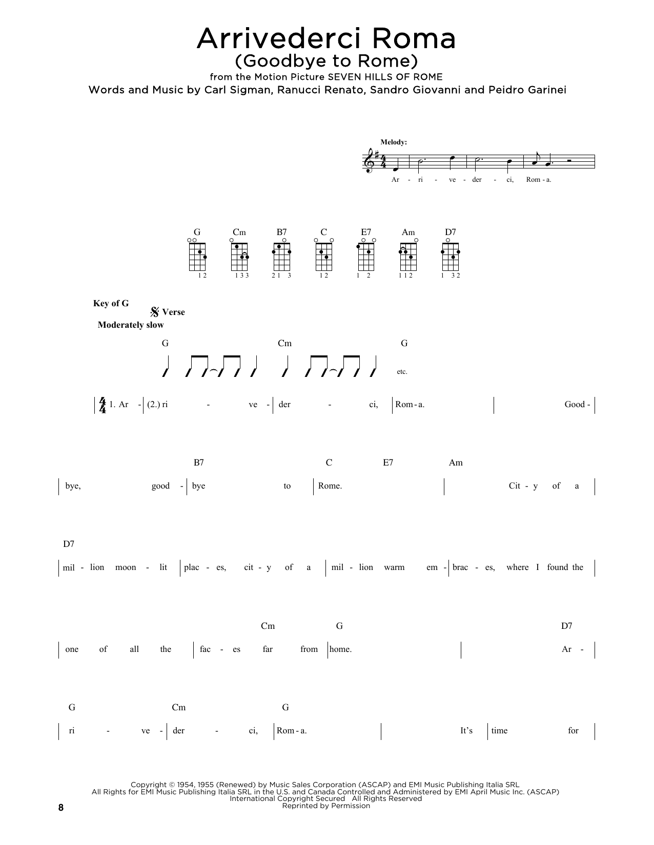 Mario Lanza Arrivederci Roma (Goodbye To Rome) (arr. Fred Sokolow) sheet music notes and chords arranged for Mandolin