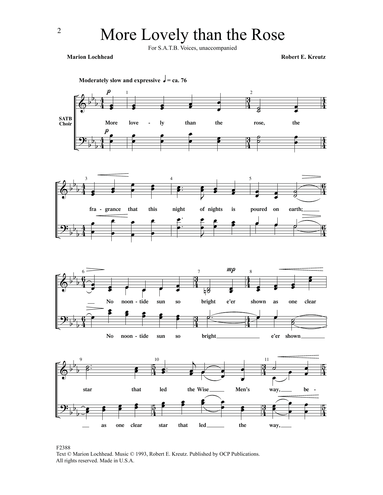 Marion Lochhead More Lovely than the Rose sheet music notes and chords arranged for SATB Choir