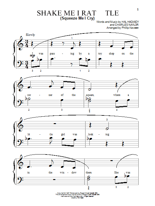 Marion Worth Shake Me I Rattle (Squeeze Me I Cry) (arr. Phillip Keveren) sheet music notes and chords arranged for Big Note Piano