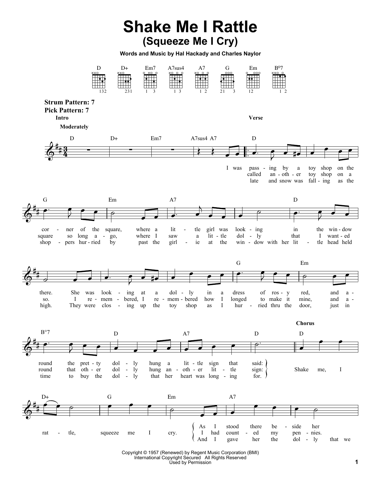 Marion Worth Shake Me I Rattle (Squeeze Me I Cry) sheet music notes and chords arranged for Guitar Chords/Lyrics
