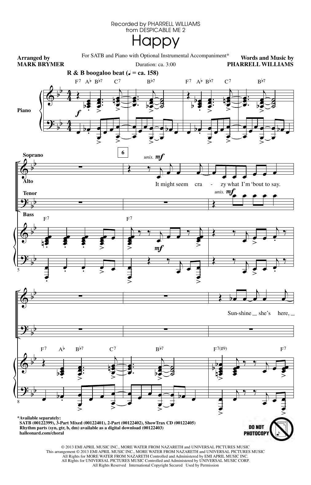 Mark Brymer Happy sheet music notes and chords arranged for 2-Part Choir