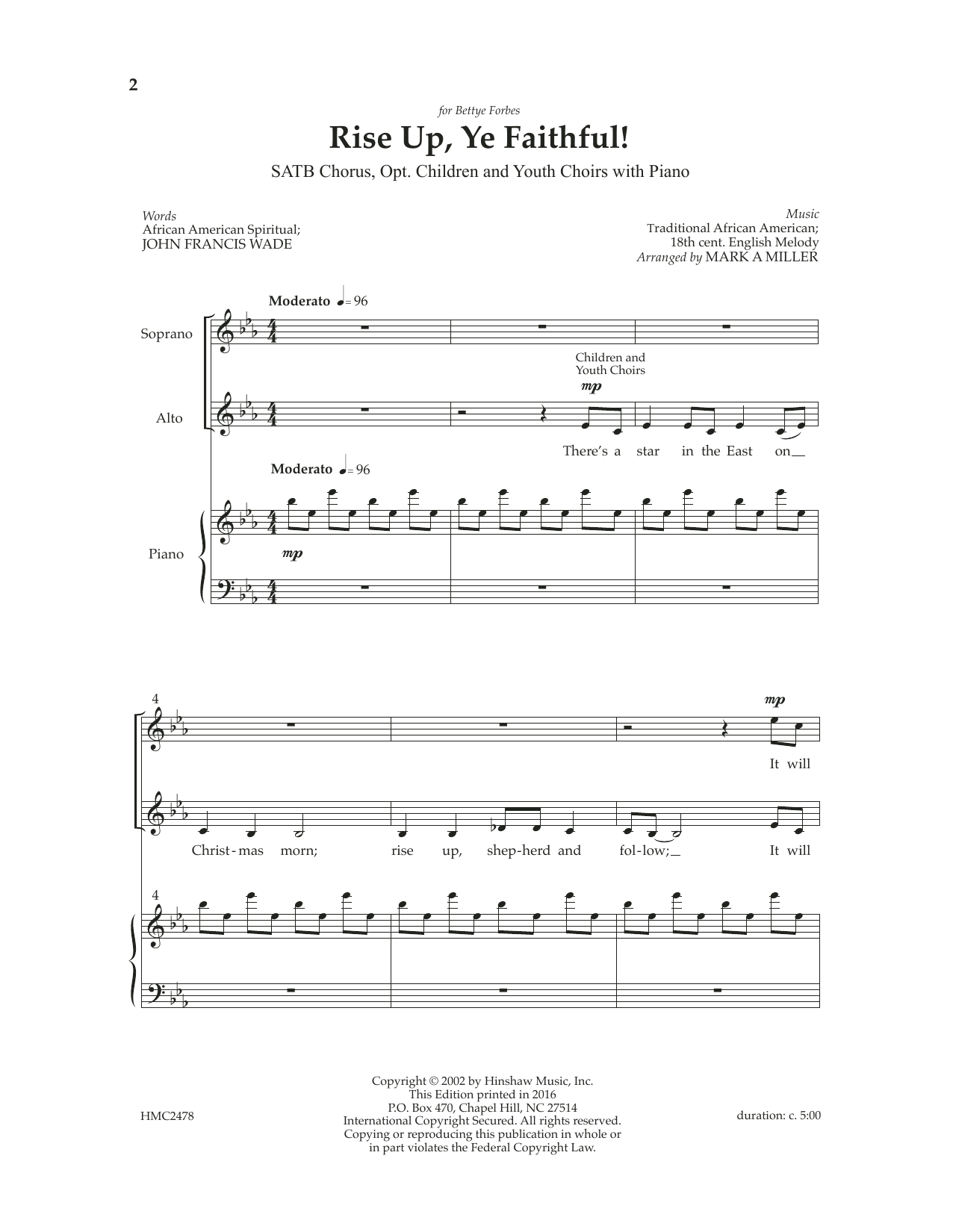 Mark A. Miller Rise Up, Ye Faithful sheet music notes and chords arranged for SATB Choir