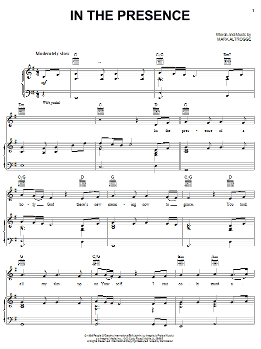 Mark Altrogge In The Presence sheet music notes and chords arranged for Piano, Vocal & Guitar Chords (Right-Hand Melody)