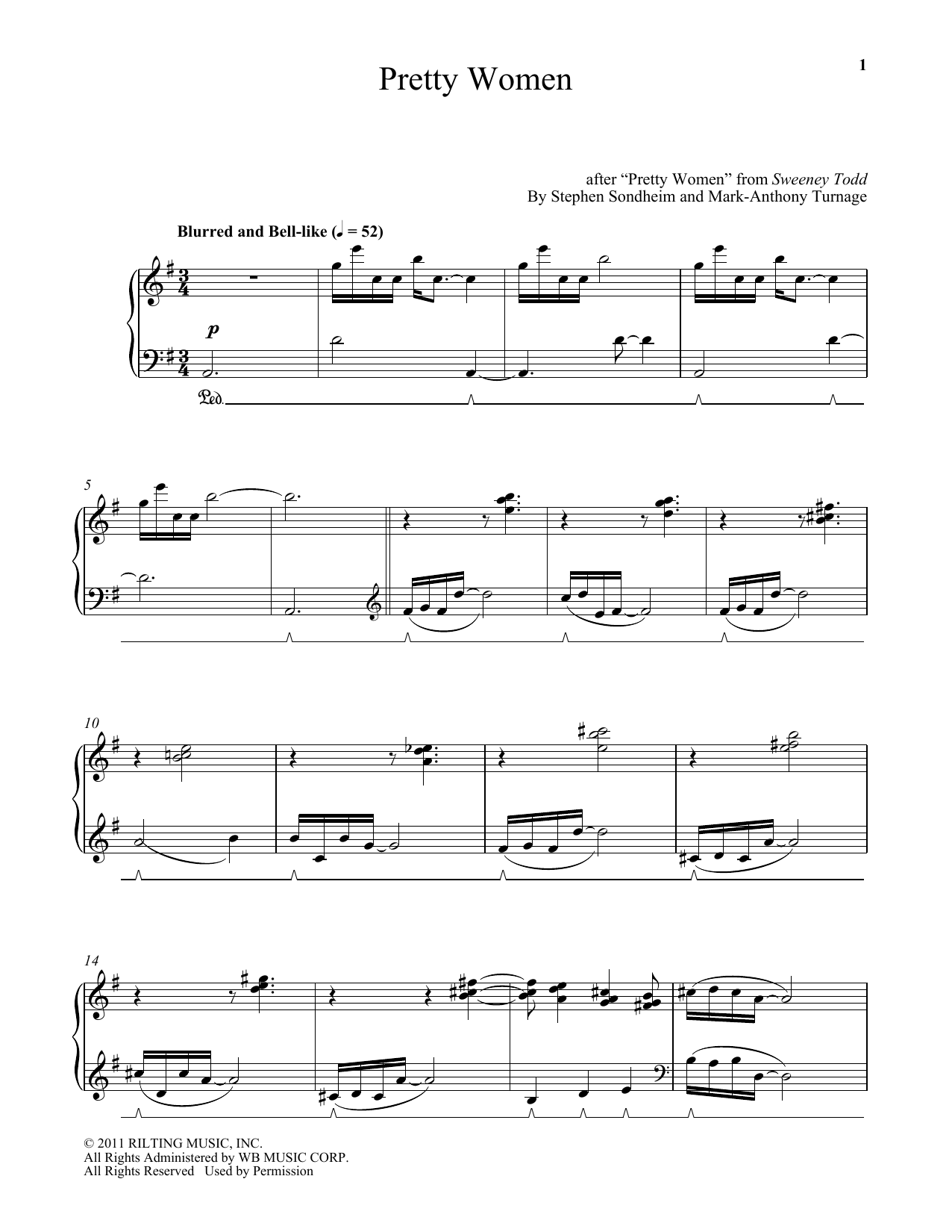 Mark-Anthony Turnage Pretty Women sheet music notes and chords arranged for Piano Solo
