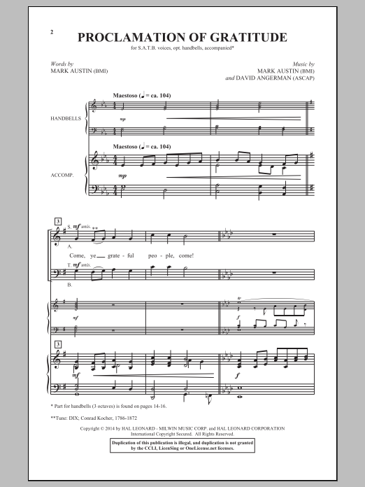 Mark Austin Proclamation Of Gratitude sheet music notes and chords arranged for SATB Choir