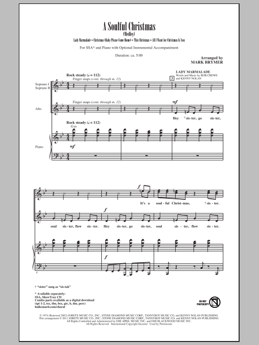 Mark Brymer A Soulful Christmas sheet music notes and chords arranged for SSA Choir