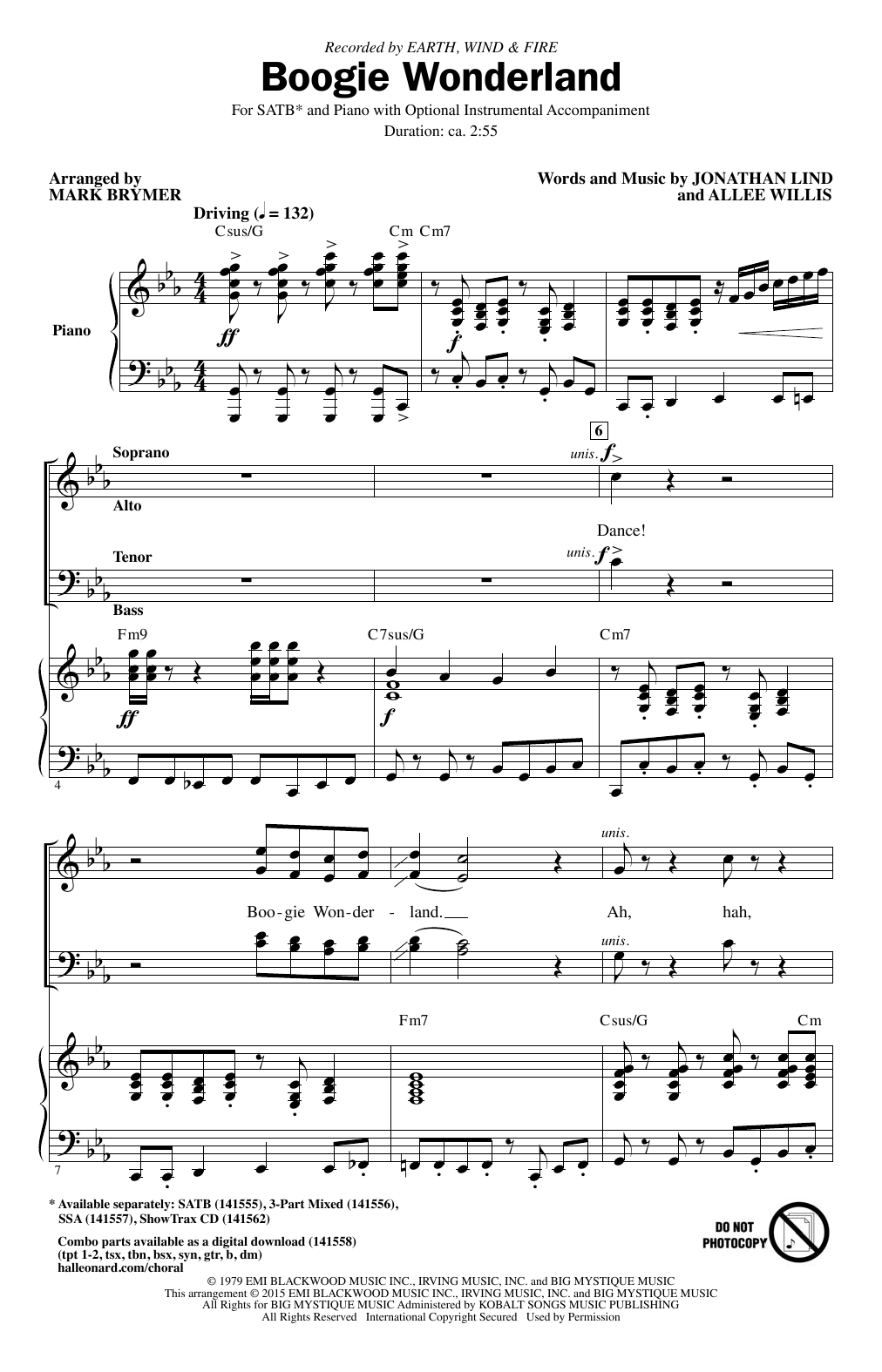 Mark Brymer Boogie Wonderland sheet music notes and chords arranged for SSA Choir