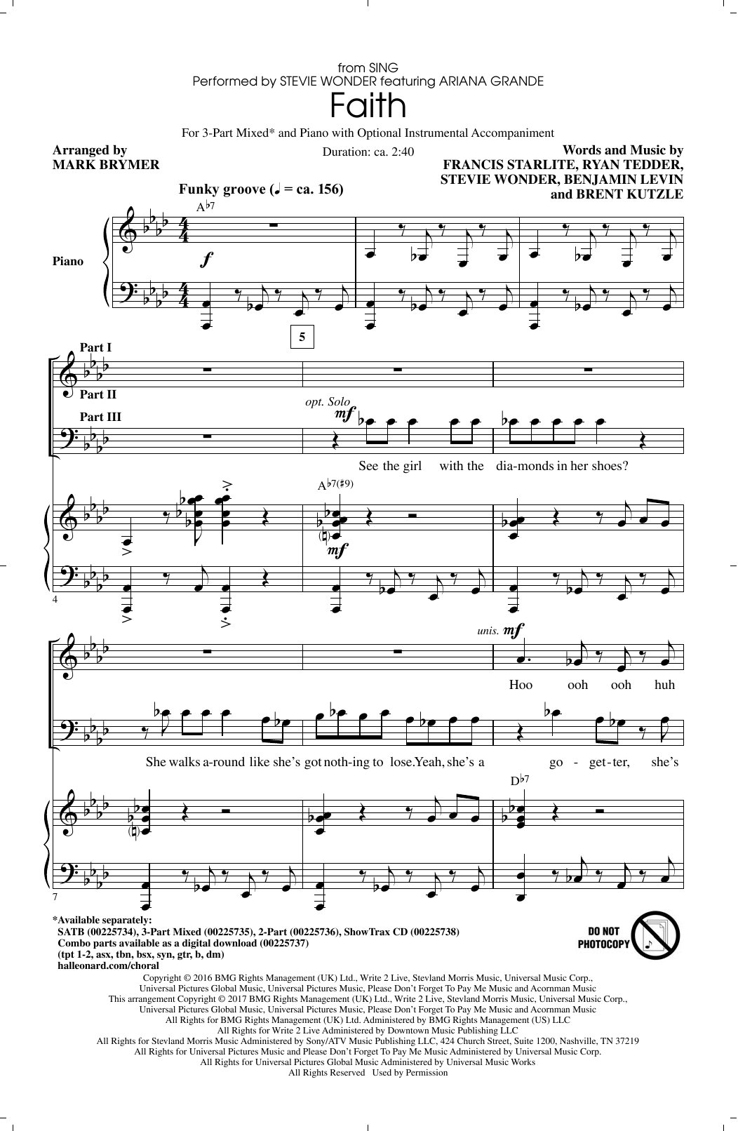 Mark Brymer Faith sheet music notes and chords arranged for 2-Part Choir