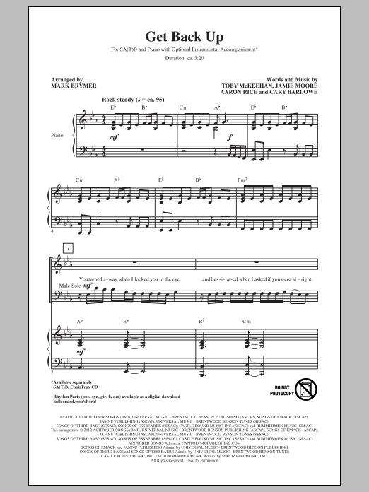 Mark Brymer Get Back Up sheet music notes and chords arranged for SATB Choir
