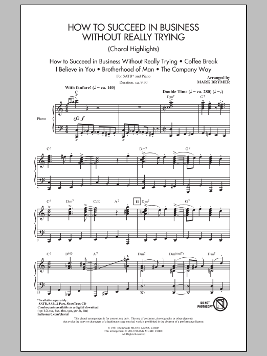 Mark Brymer How To Succeed In Business Without Really Trying (Choral Highlights) sheet music notes and chords arranged for SATB Choir