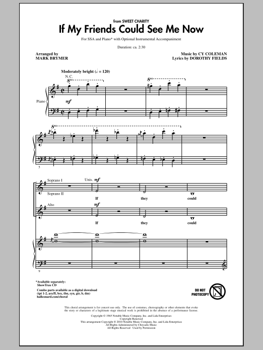 Mark Brymer If My Friends Could See Me Now (from Sweet Charity) sheet music notes and chords arranged for SSA Choir