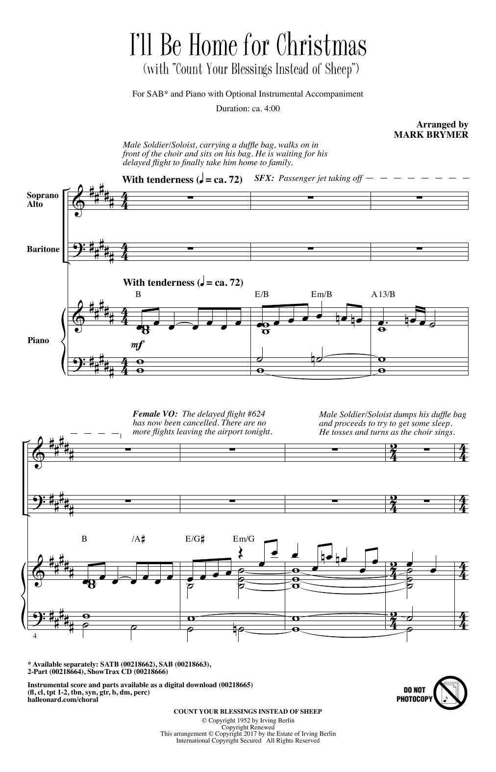 Mark Brymer I'll Be Home For Christmas sheet music notes and chords arranged for SAB Choir