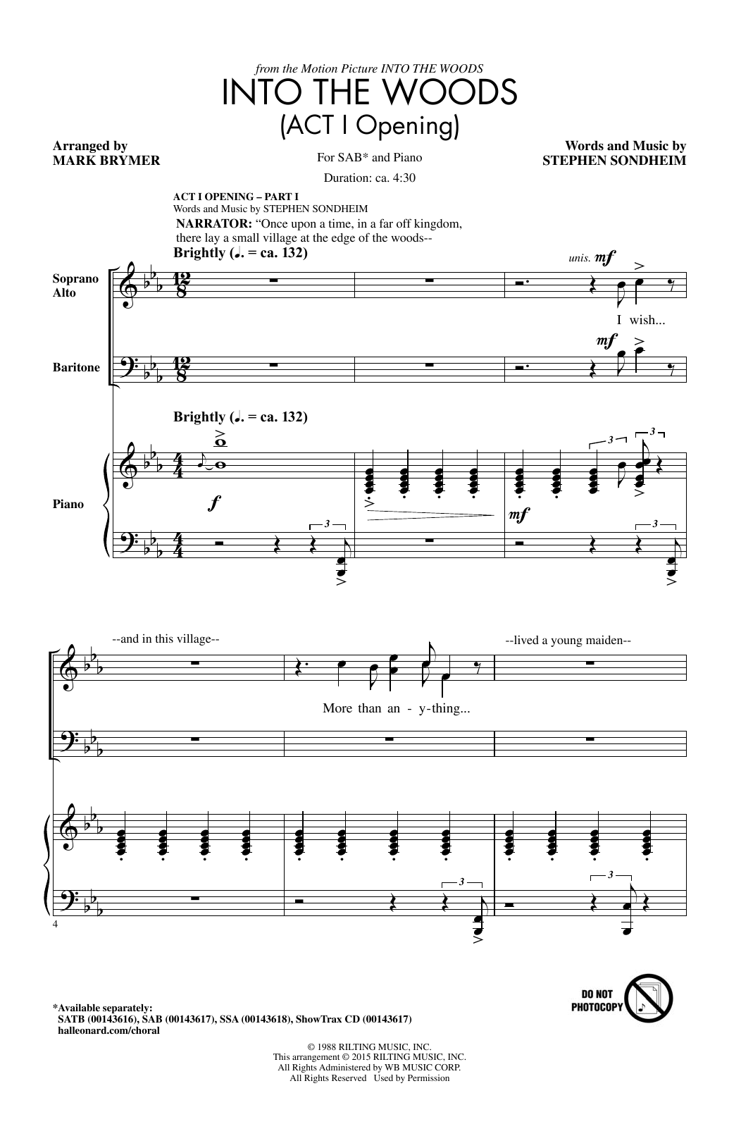 Mark Brymer Into The Woods (Act I Opening) - Part I sheet music notes and chords arranged for SATB Choir