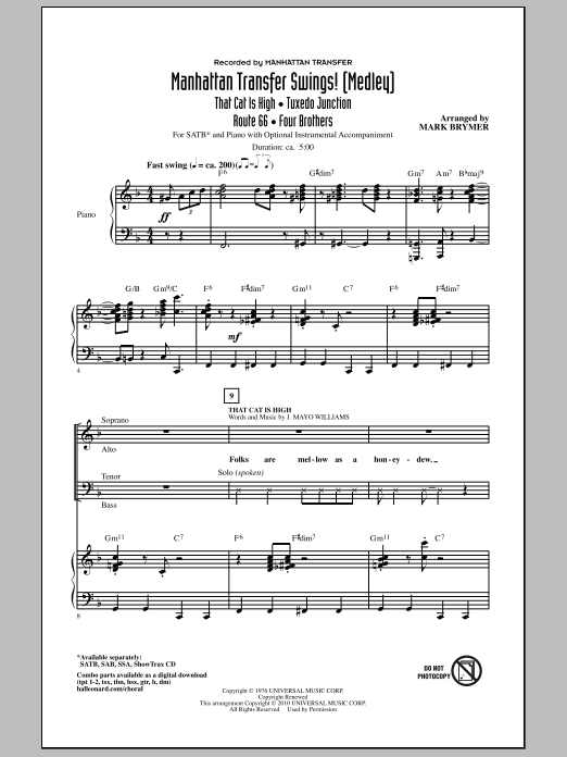 Mark Brymer Manhattan Transfer Swings! (Medley) sheet music notes and chords arranged for SATB Choir