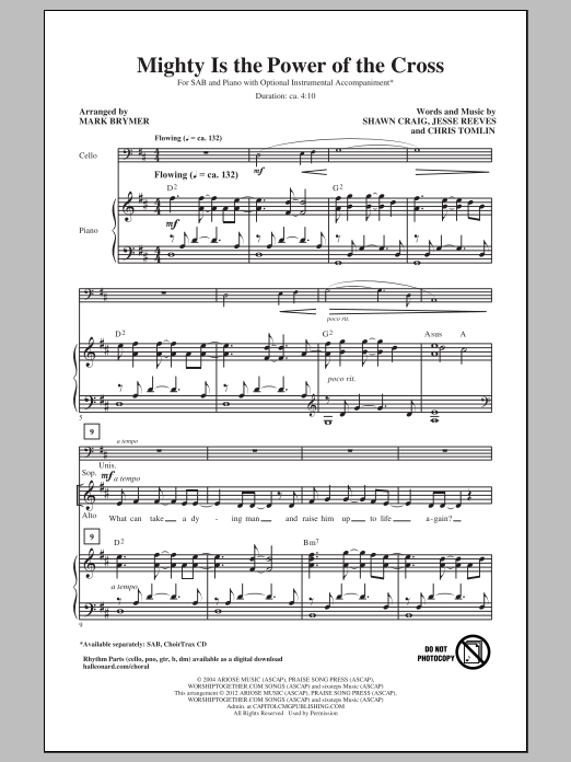Mark Brymer Mighty Is The Power Of The Cross sheet music notes and chords arranged for SAB Choir