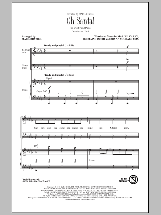 Mark Brymer Oh Santa! sheet music notes and chords arranged for SSA Choir