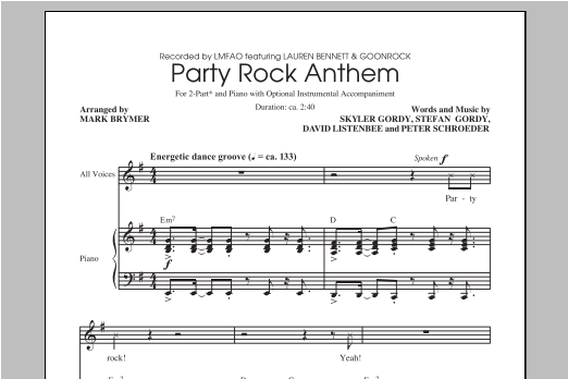 Mark Brymer Party Rock Anthem sheet music notes and chords arranged for SATB Choir
