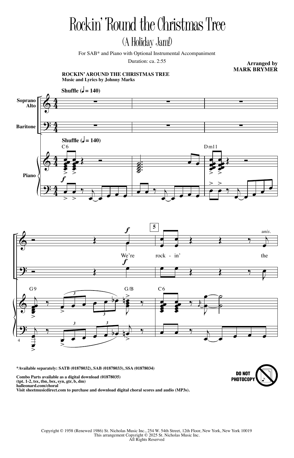 Traditional German Carol O Christmas Tree (arr. Mark Brymer) sheet music notes and chords arranged for SAB Choir