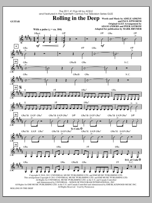 Mark Brymer Rolling In The Deep - Guitar sheet music notes and chords arranged for Choir Instrumental Pak