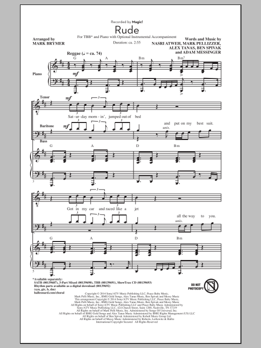 Mark Brymer Rude (arr. Mark Brymer) sheet music notes and chords arranged for 3-Part Mixed Choir