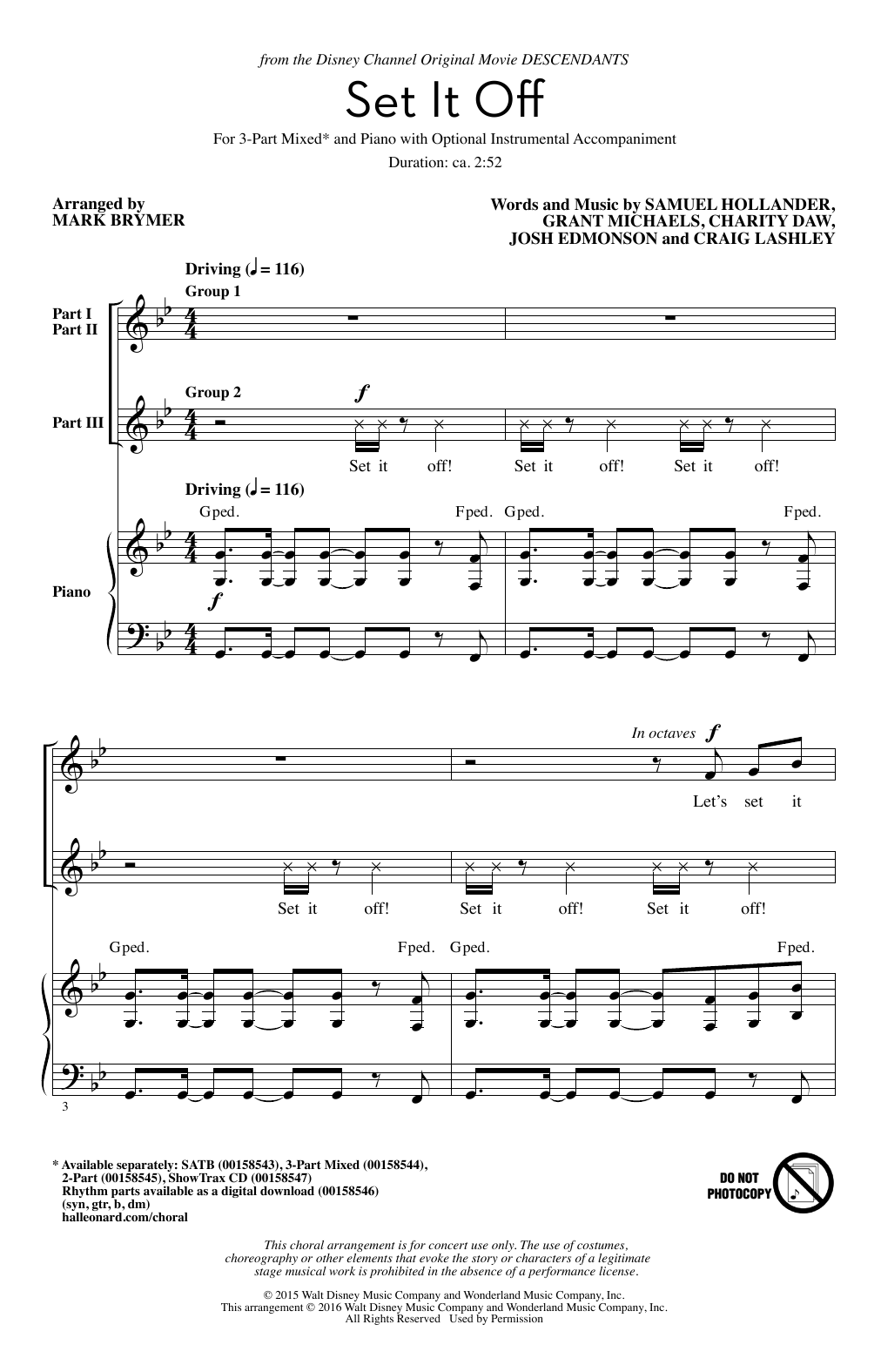 Mark Brymer Set It Off sheet music notes and chords arranged for 2-Part Choir
