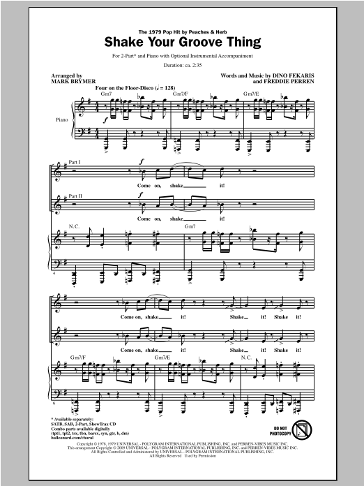 Mark Brymer Shake Your Groove Thing sheet music notes and chords arranged for 2-Part Choir
