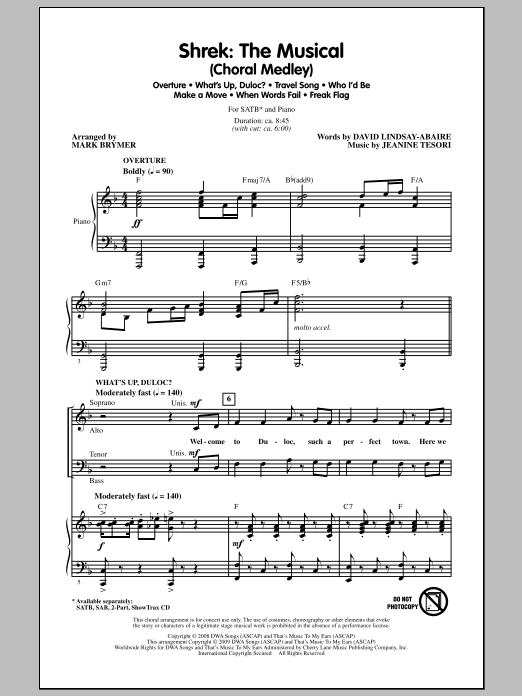 Mark Brymer Shrek: The Musical (Choral Medley) sheet music notes and chords arranged for 2-Part Choir