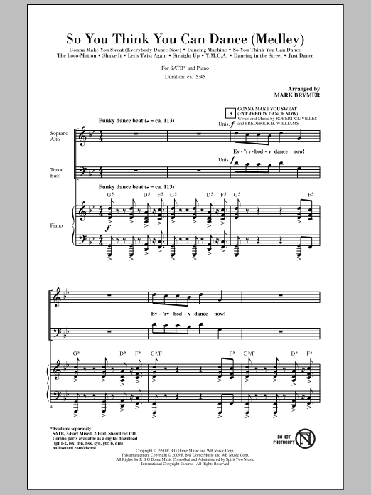 Mark Brymer So You Think You Can Dance (Medley) sheet music notes and chords arranged for 3-Part Mixed Choir