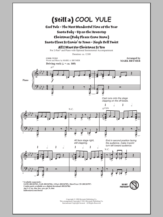 Mark Brymer (Still A) Cool Yule (Choral Medley) sheet music notes and chords arranged for 2-Part Choir