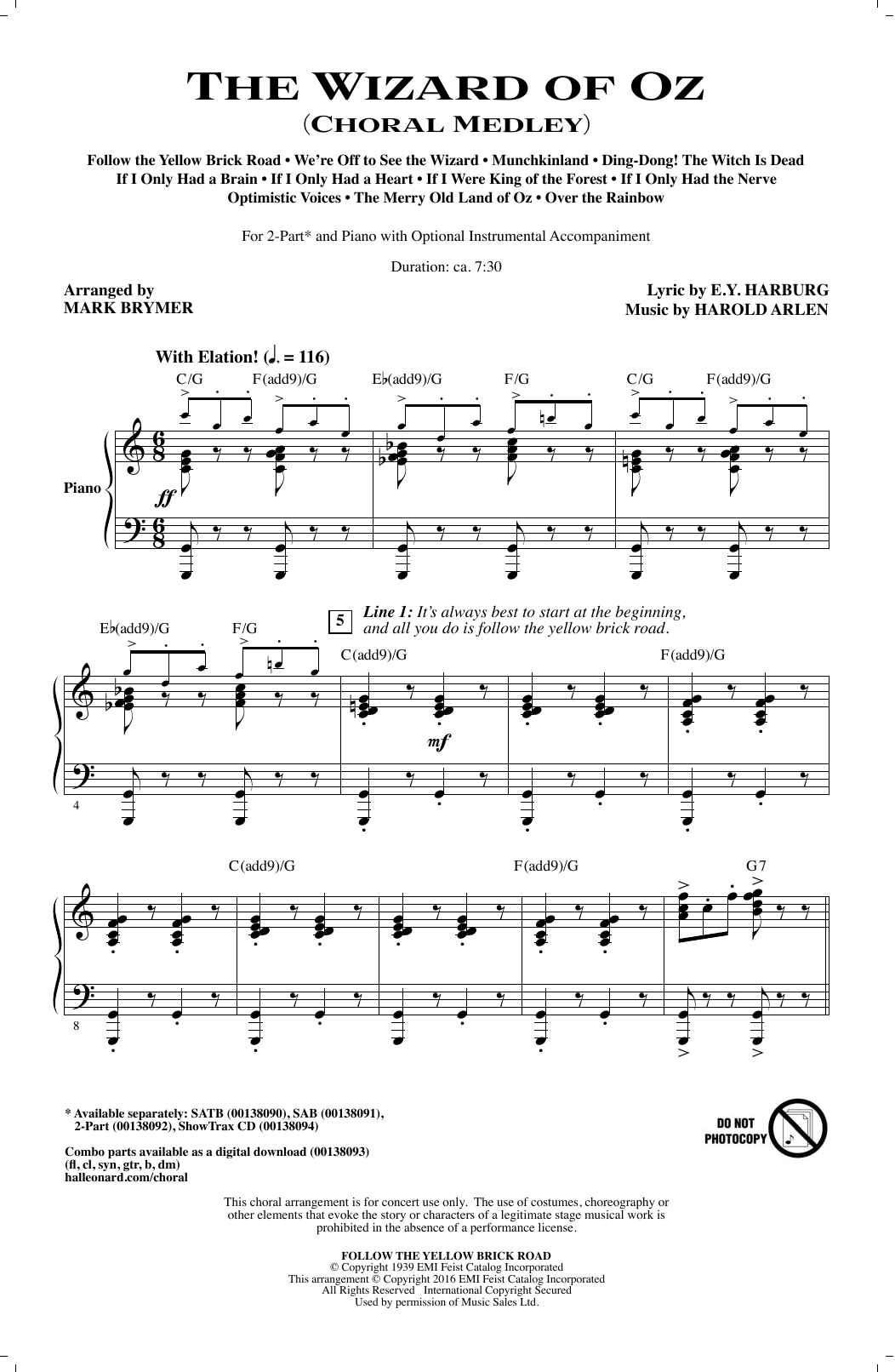 Mark Brymer The Wizard of Oz (Choral Medley) sheet music notes and chords arranged for SATB Choir