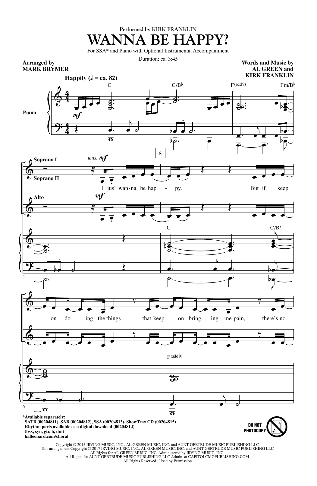Mark Brymer Wanna Be Happy? sheet music notes and chords arranged for SATB Choir