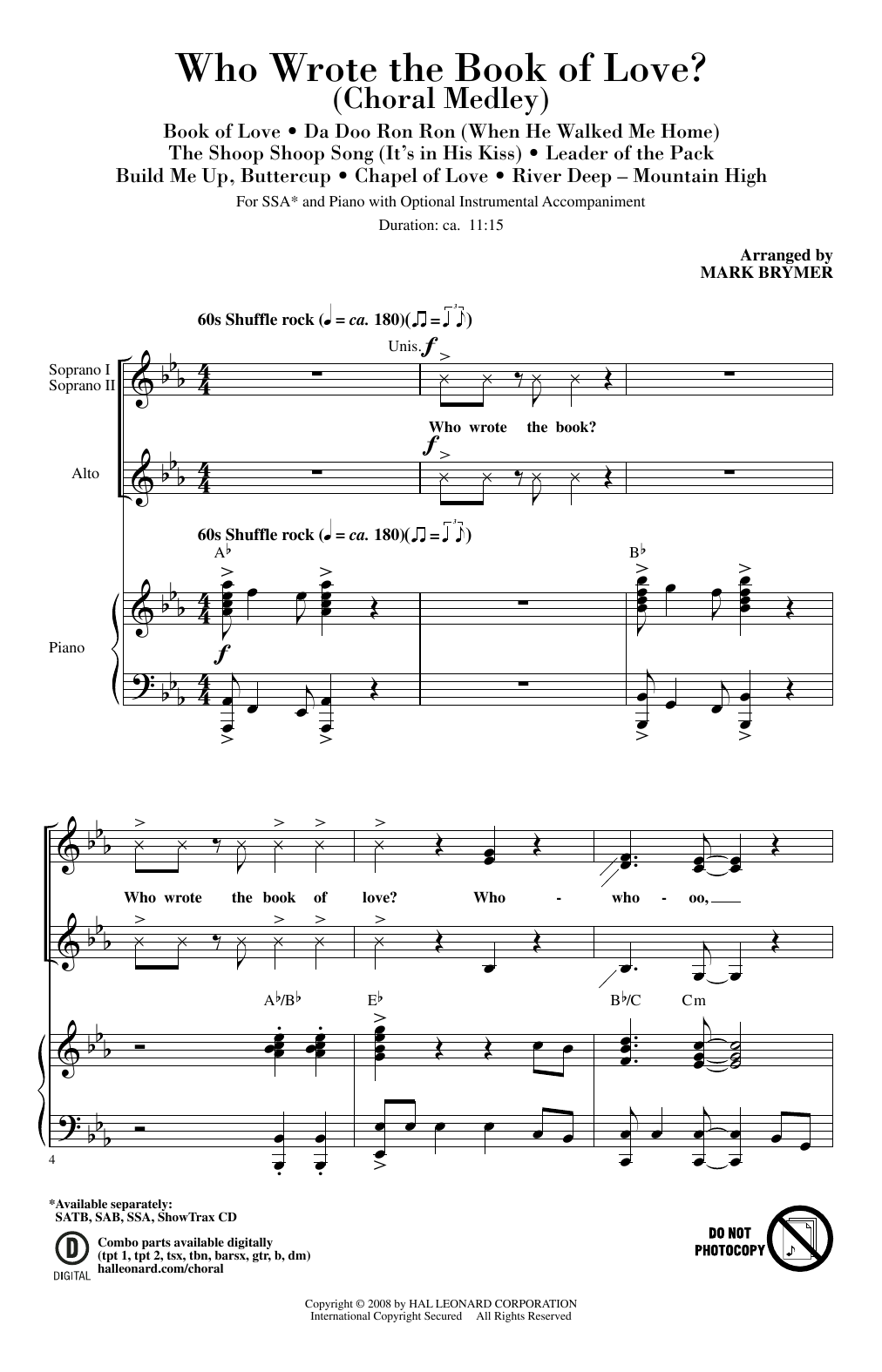 Mark Brymer Who Wrote The Book Of Love? sheet music notes and chords arranged for SATB Choir
