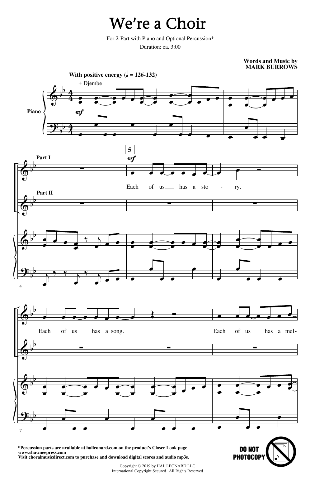 Mark Burrows We're A Choir! sheet music notes and chords arranged for 2-Part Choir